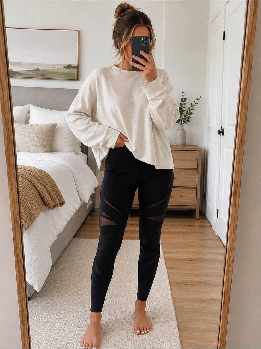 Lululemon Black High Rise Mesh Panel Leggings 29” Inseam Yoga Workout Pants